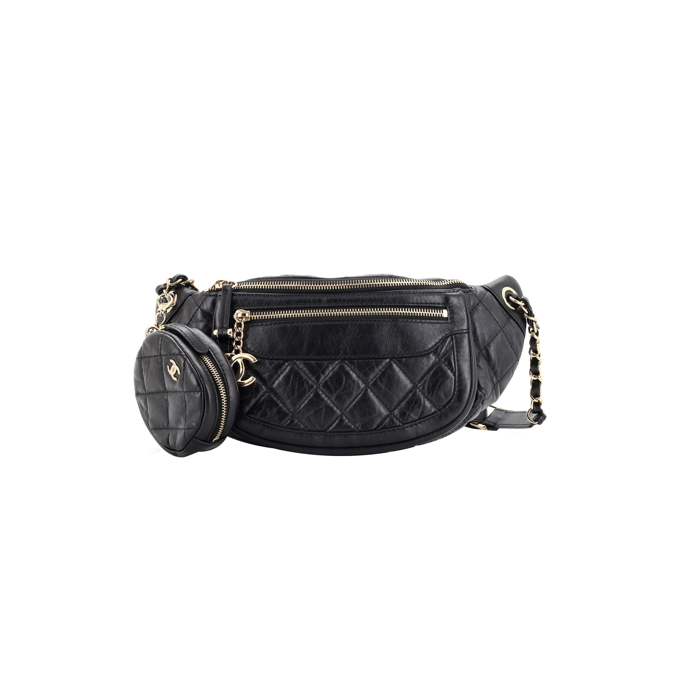 CHANEL FRONT ZIP WAIST BAG WITH COIN PURSE QUILTED CALFSKIN AS1077 (34*15*6cm)